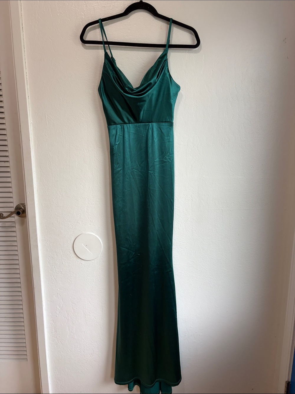 Hello Molly Emerald Green Satin Cowl Neck Slip Dress size xs